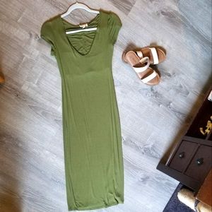 NWOT Midi Bodycon Dress in army green